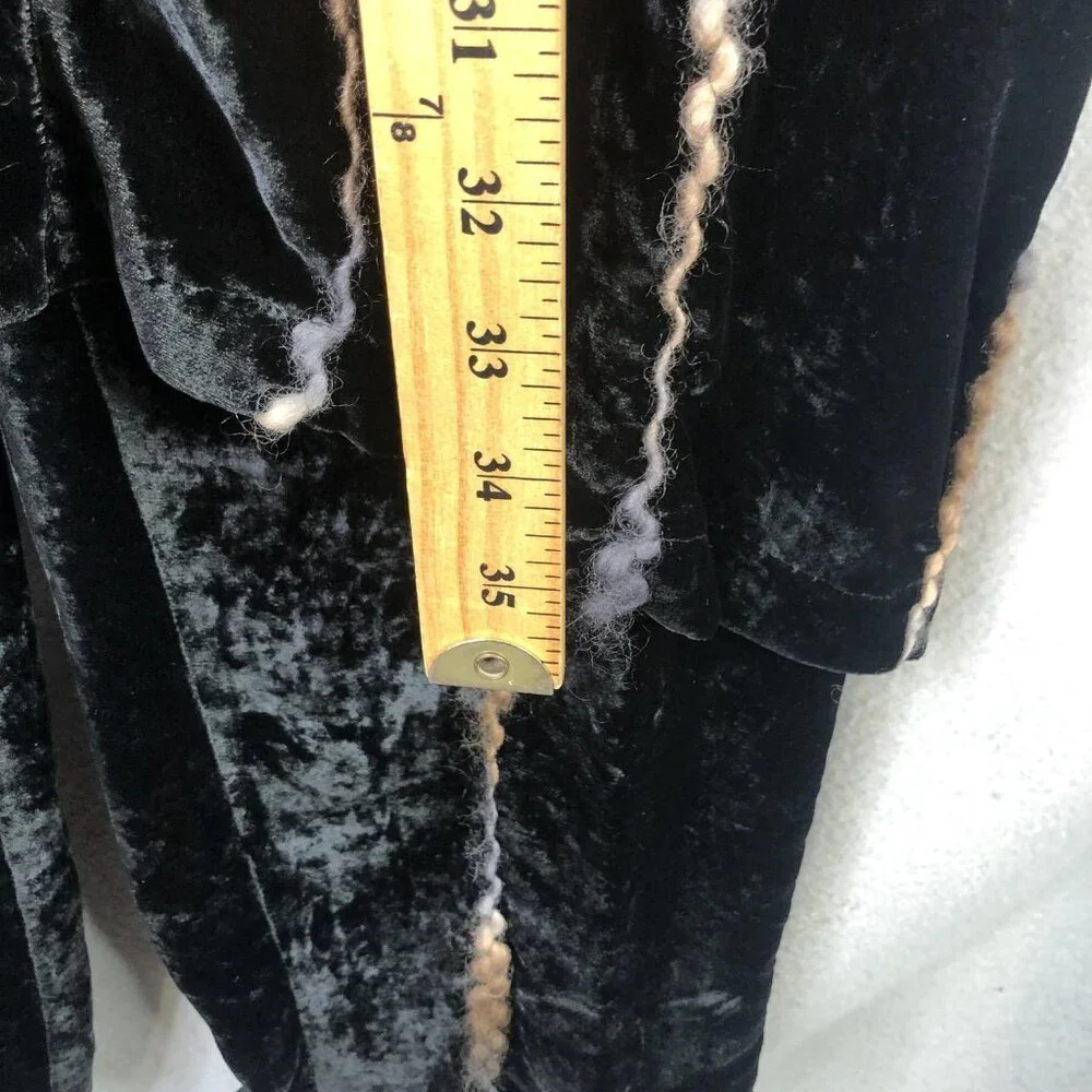 Catherine Bacon Jacket Pants Set Women M Black Velvet Striped Button Art To Wear